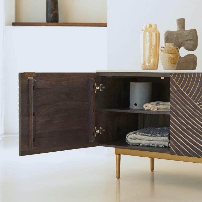 Bilal - Buffet in legno di mango massello e terrazzo 180 cm