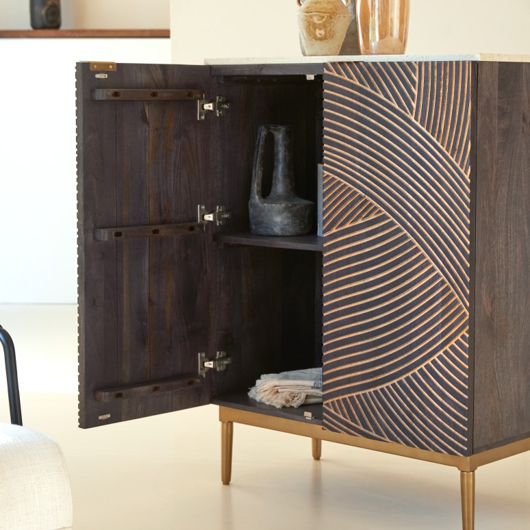 Bilal - Solid mango and terrazzo sideboard 80 cm