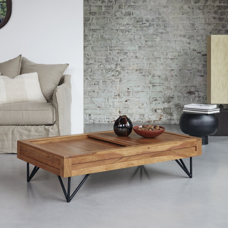 Bonnie - Massief acacia salontafel met opbergruimte