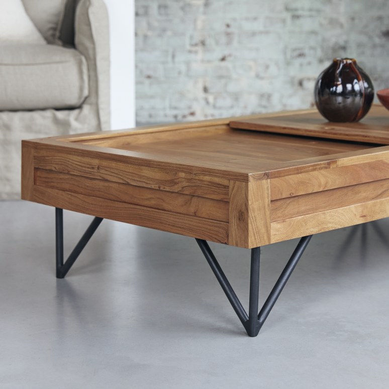 Bonnie - Solid acacia coffee table with storage