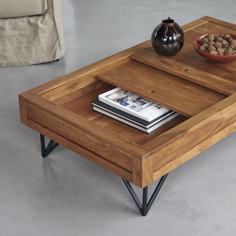 Bonnie - Table basse rangement en acacia massif