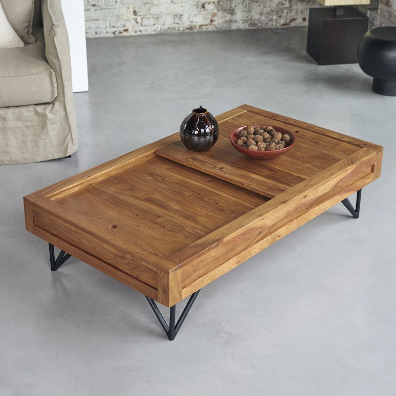Bonnie - Table basse rangement en acacia massif