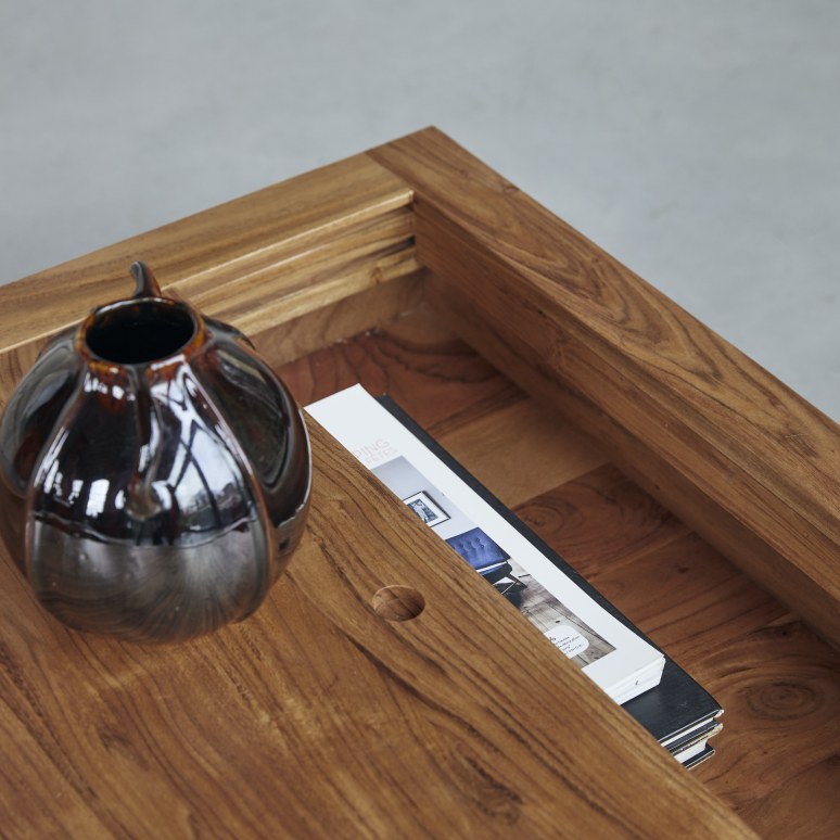 Bonnie - Solid acacia coffee table with storage