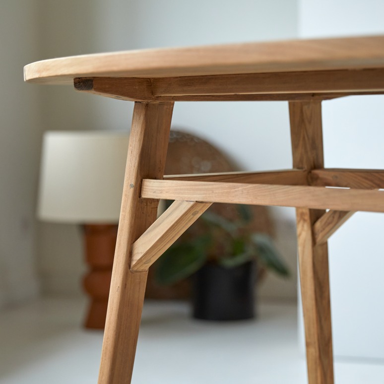 Elena - Oval desk in reclaimed solid teak