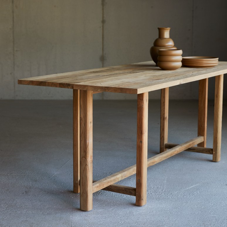 Antonia - Eettafel van gerecycled massief teakhout voor 6/8 personen