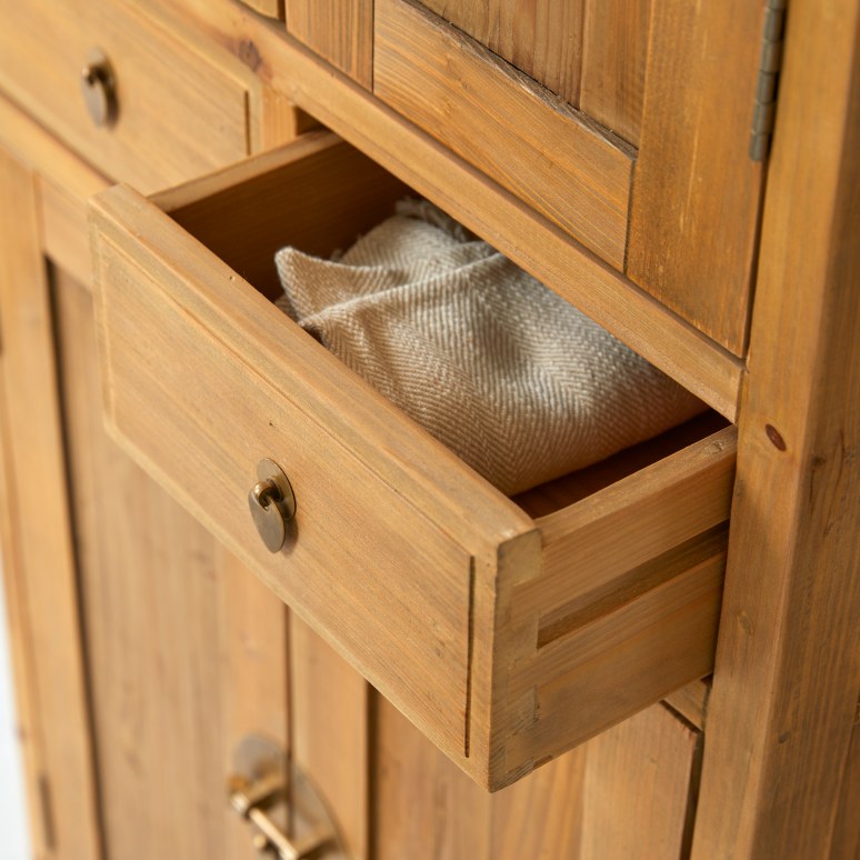 Yuki - Garderobenschrank aus recycelter Massivkiefer Natur T. 35 cm