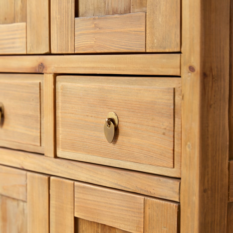 Yuki - Armoire en pin massif recyclé Naturel