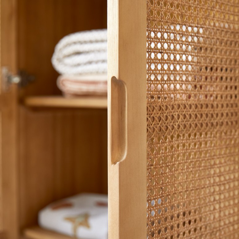 Luis - Children's wardrobe in solid elm and cane
