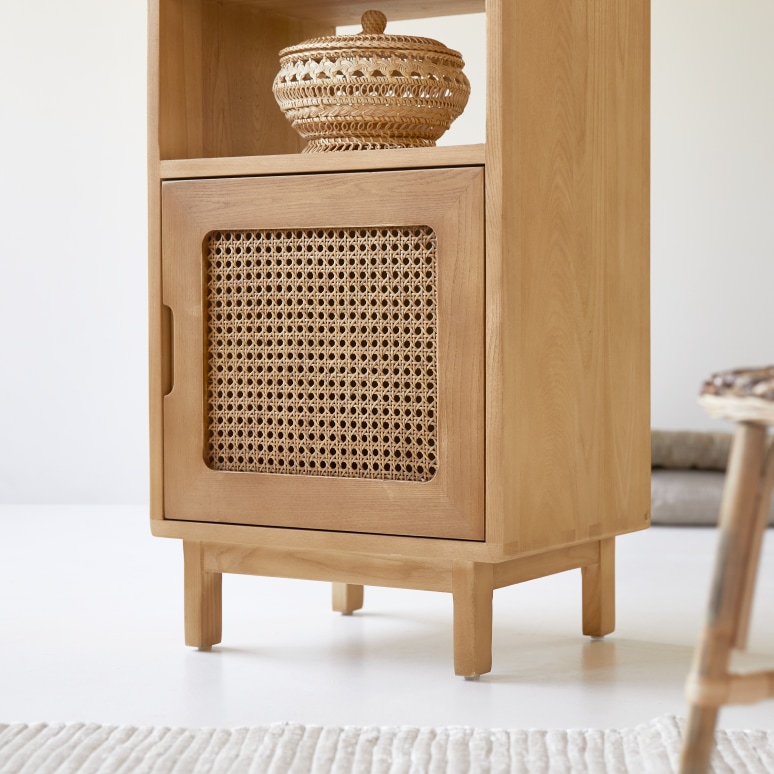 Luis - Tall children's bookcase in elm and cane