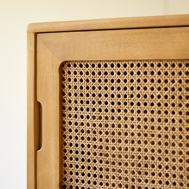 Luis - Bibliothèque haute enfant en orme et cannage