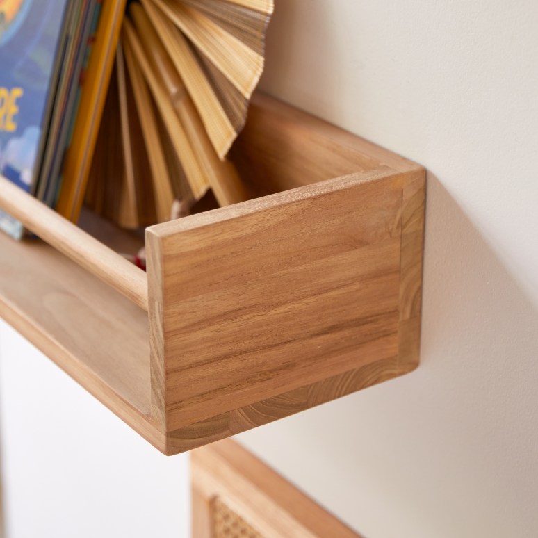 Ugo - Wandplank voor kinderkamer van massief teakhout 60 cm