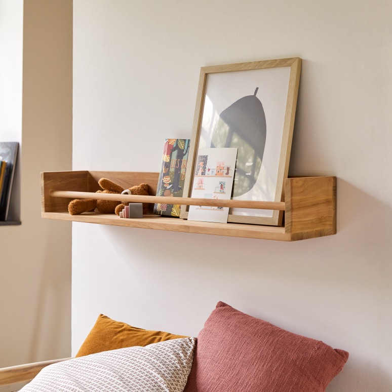 Ugo - Children's wall shelf in solid teak - 100 cm