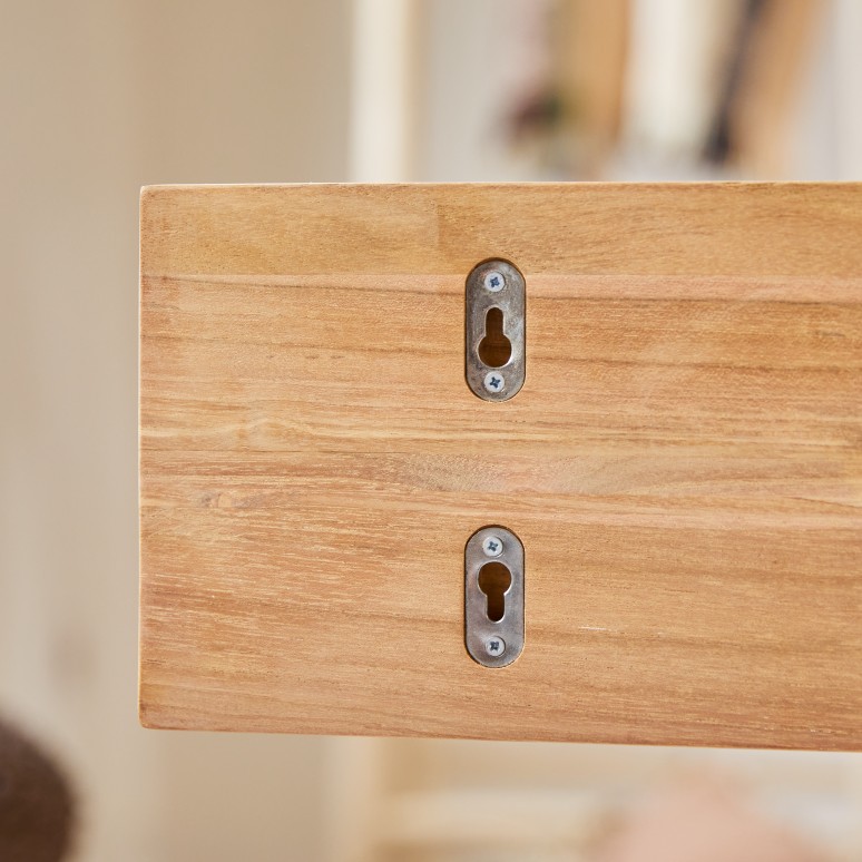 Ugo - Wandplank voor kinderkamer van massief teakhout 100 cm