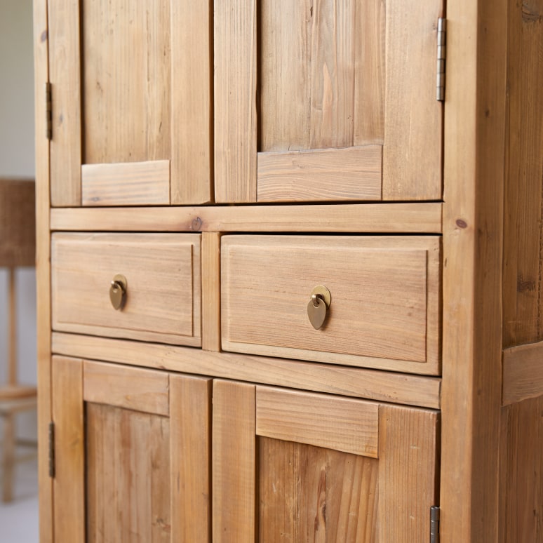 Yuki - Kinderschrank Natur aus massiver Recycling-Kiefer