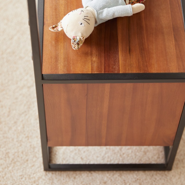 Agra - Children's metal and solid acacia bookcase