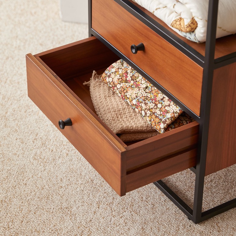 Agra - Mobile a colonna per bambini in legno di acacia massello e metallo