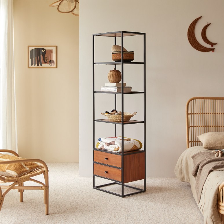 Agra - Children’s column unit in solid acacia and metal