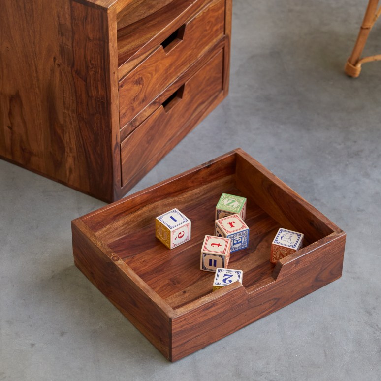 Kwarto - Comodino per bambini in legno di palissandro massello 3 cassetti