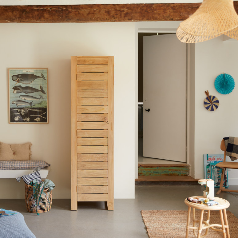 Minimalys - Children's single wardrobe in solid teak