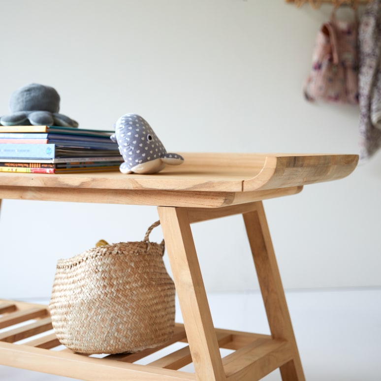 Pampa - Flache Konsole für Kinder aus massivem Teakholz