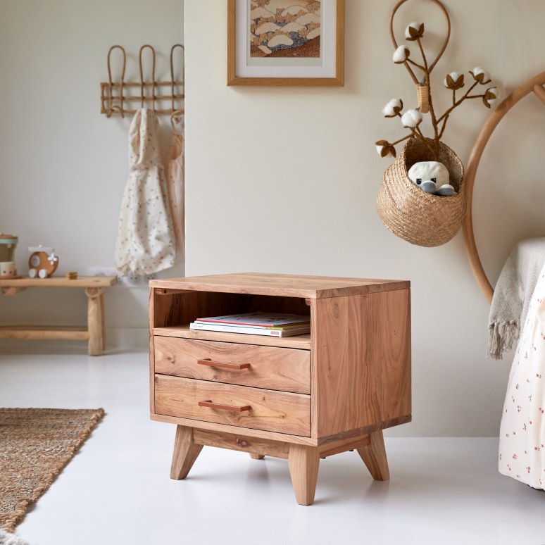 Oslo - Children's bedside table in solid acacia