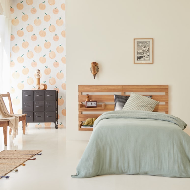 Urbain - Solid Teak Single Size Headboard with shelves 