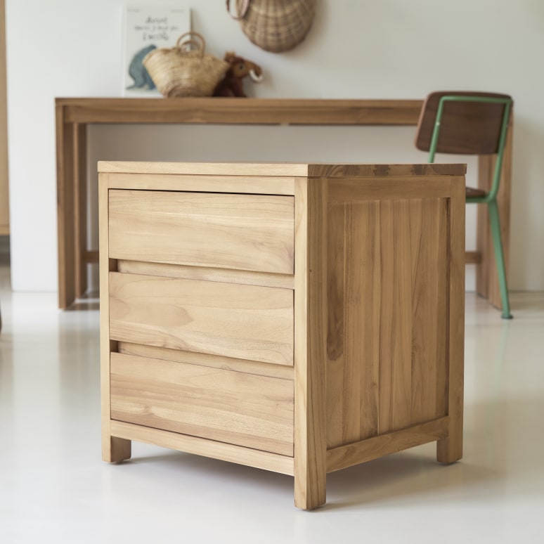 Eden - Kinderbureau van massief teak met opbergkastje
