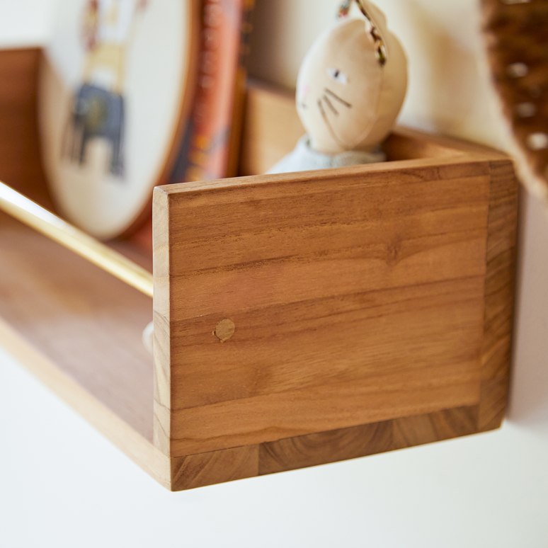 Sasha - Children's wall shelf in solid teak - 60 cm