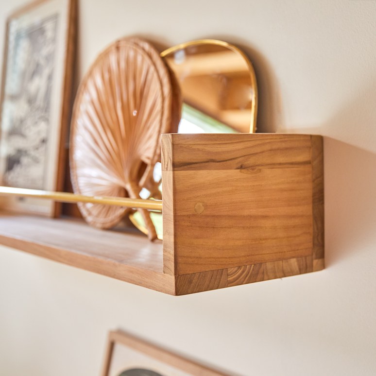 Sasha - Children's wall shelf in solid teak - 100 cm