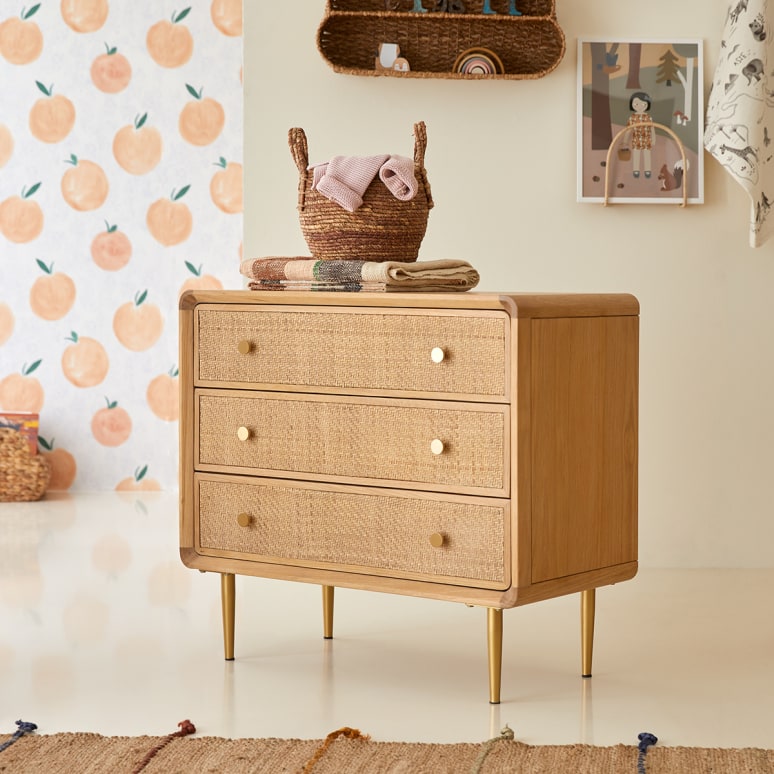 Come - Children's solid oak and cane chest of drawers