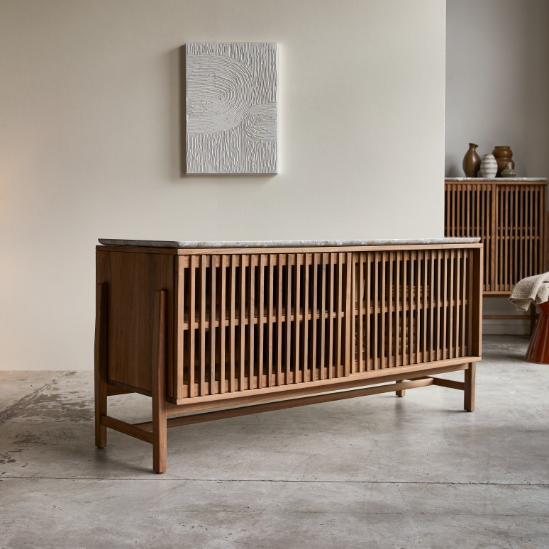 Isaure - Solid walnut and premium terrazzo sideboard 160 cm