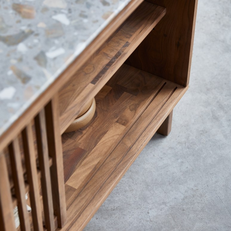 Isaure - Solid walnut and premium terrazzo sideboard 160 cm