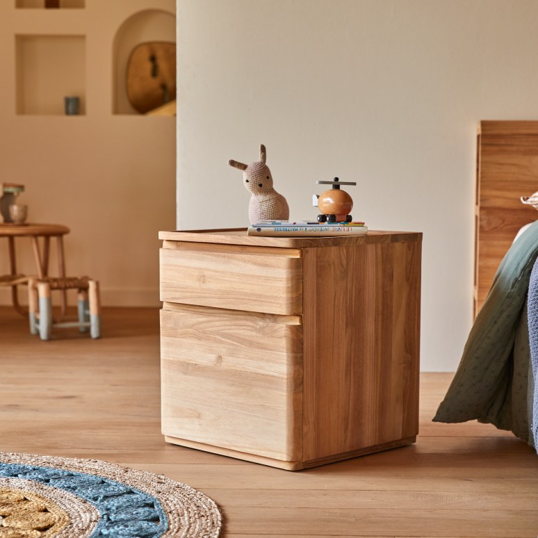 Nino - Comodino per bambini in teak massello