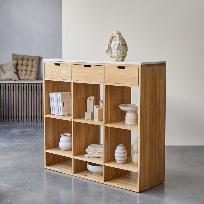 Miho - White Solid Oak and Premium Terrazzo Console Table