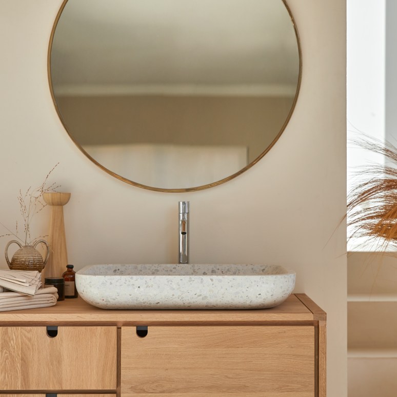 Cilas - Lavabo rectangular de terrazo prémium moon