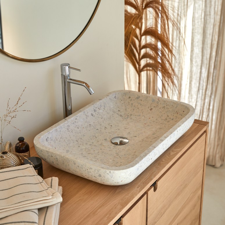 Cilas - Moon rectangular basin in premium terrazzo