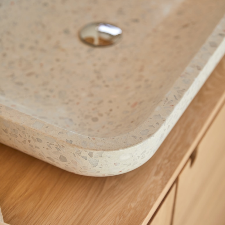 Cilas - Lavabo rettangolare in battuto di terrazzo premium Moon