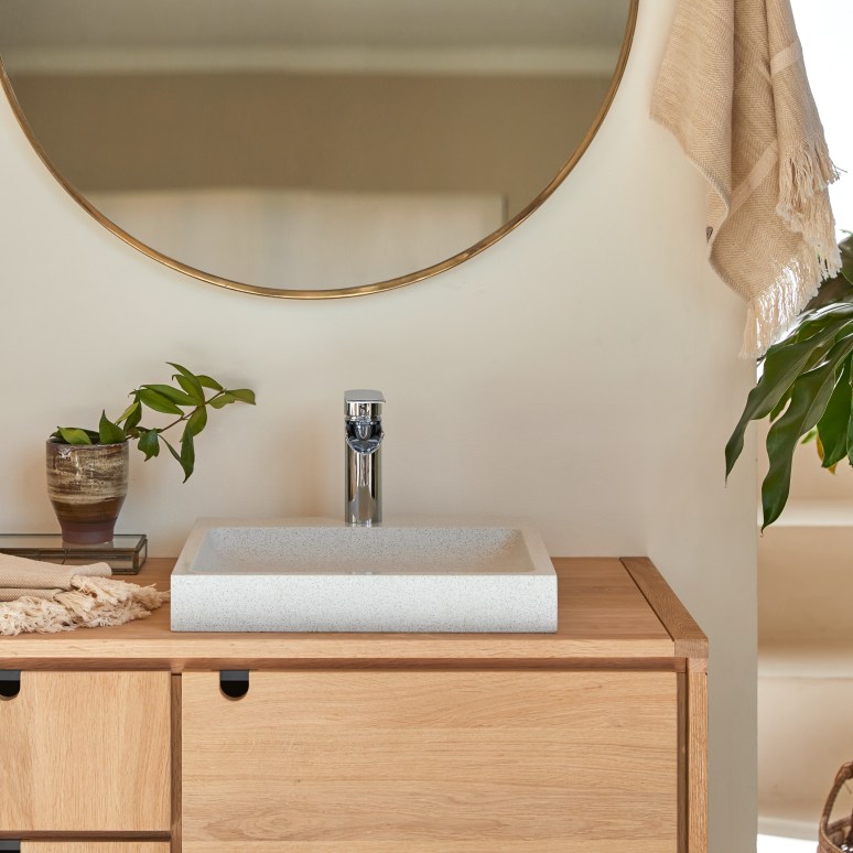 Timon - Vasque carrée en terrazzo premium White