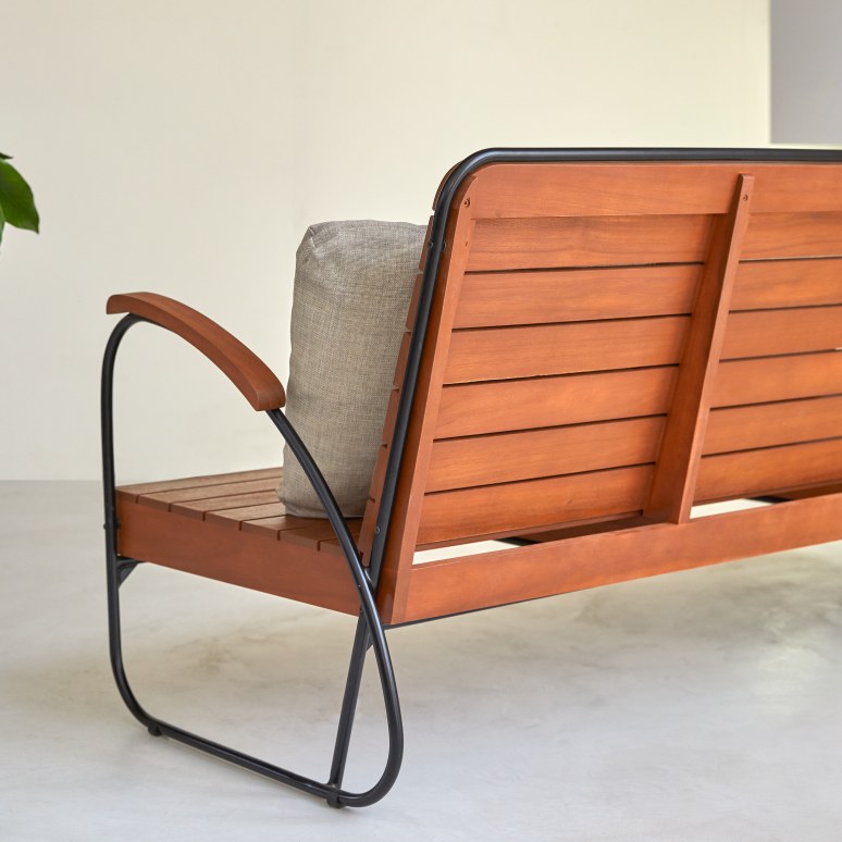 Key Wood - Banco de madera de acacia maciza de 3 plazas