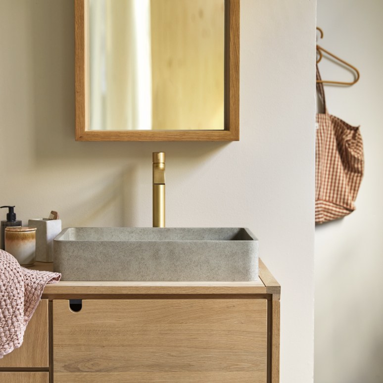 Iris - Rectangular washbasin in grey concrete