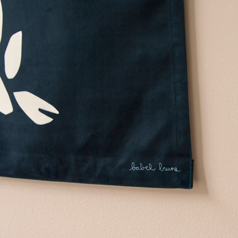 Babylone Tour - Decorazione tessile francese da parete 65 x 90 cm, Blue Tour