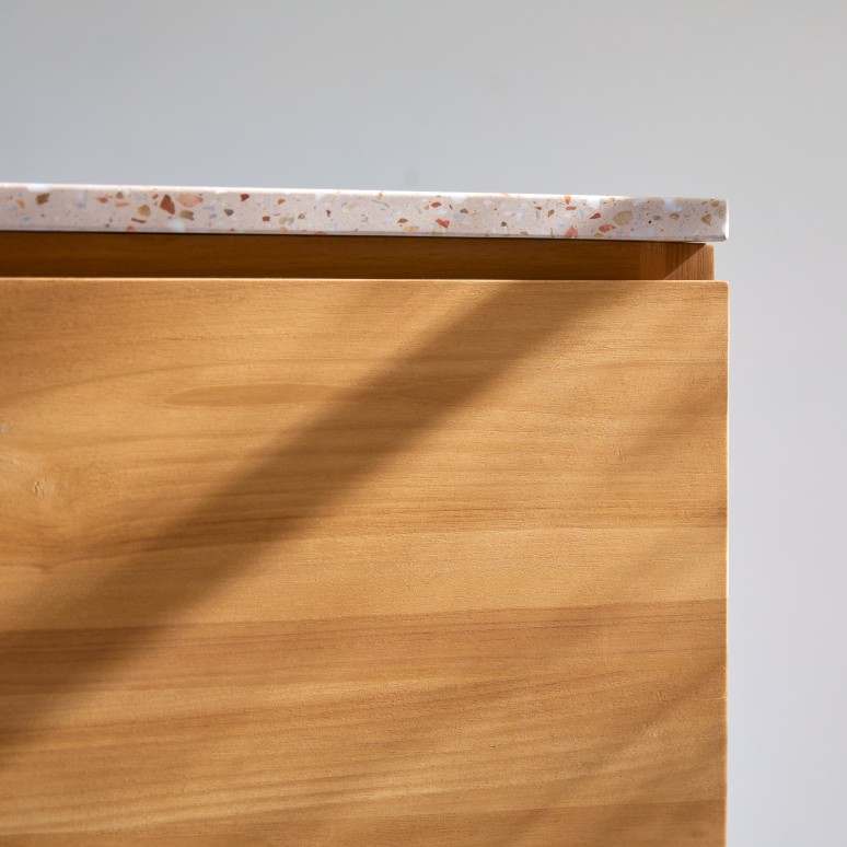 Edgar - Mobile per il bagno in teak massello e terrazzo premium pink 80 cm