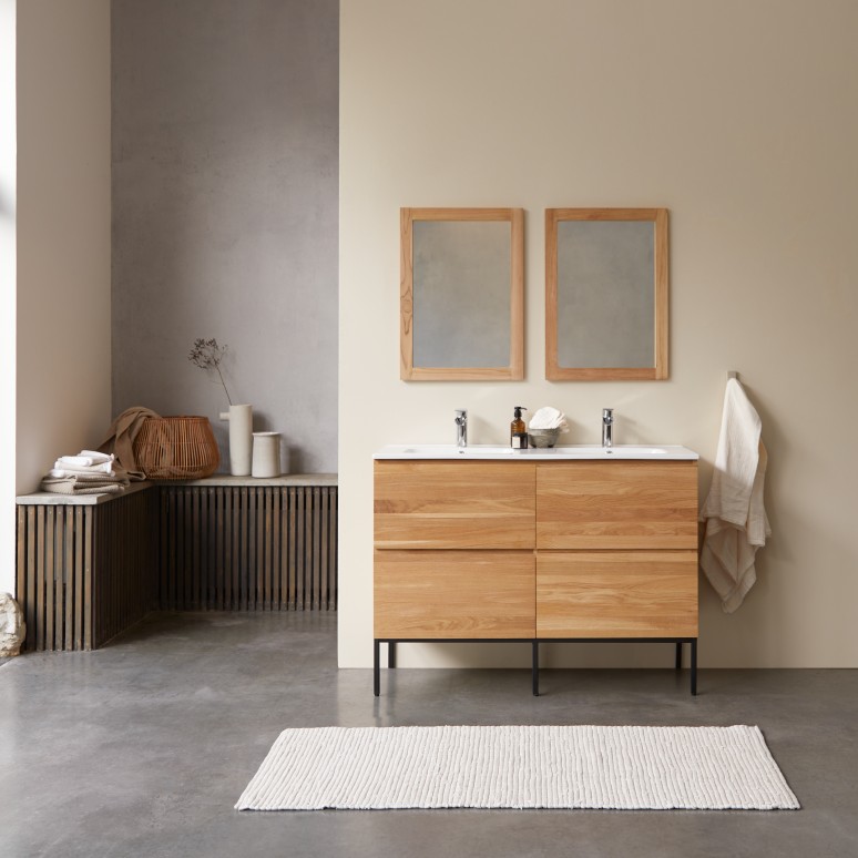 Nova - Solid oak and ceramic vanity unit 120 cm