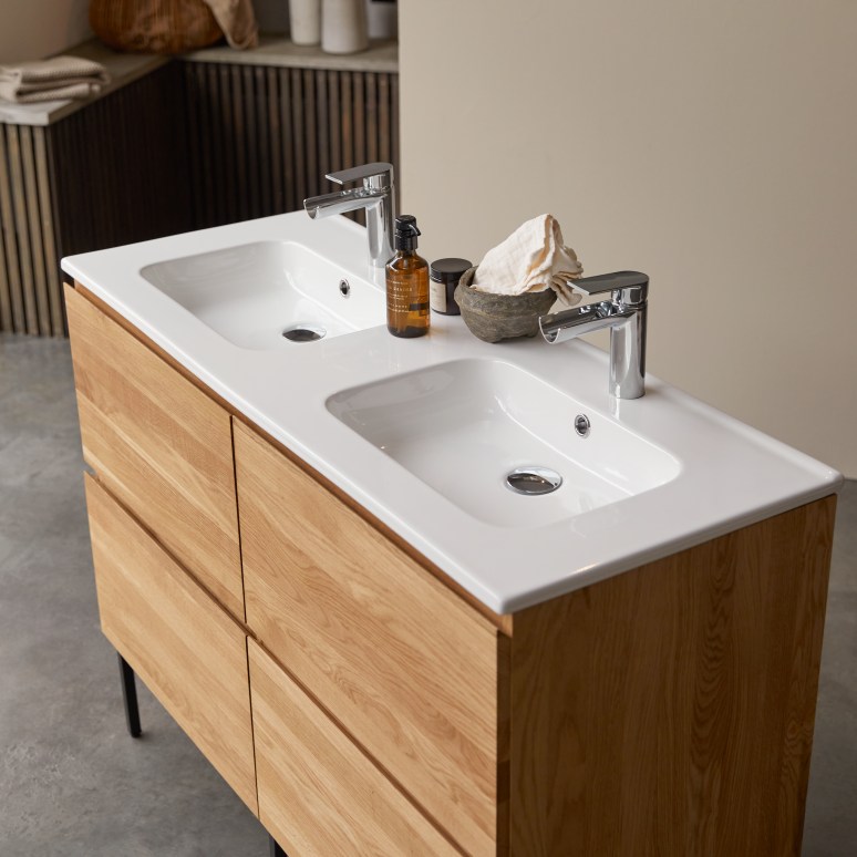 Nova - Solid oak and ceramic vanity unit 120 cm