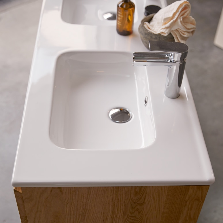 Nova - Solid oak and ceramic vanity unit 120 cm