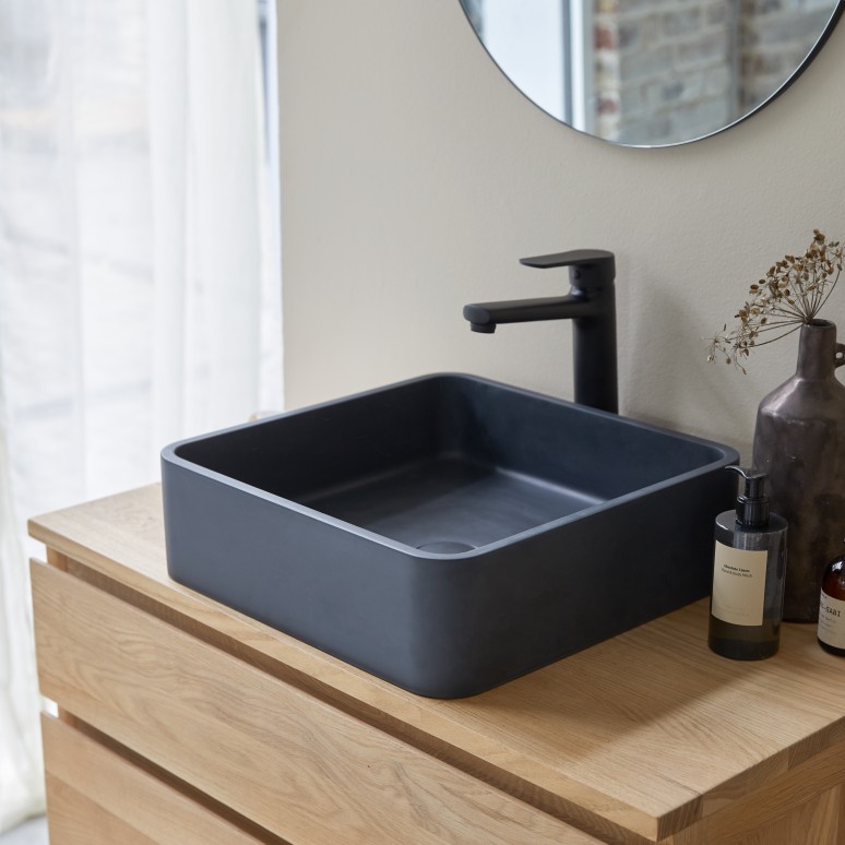 Thaïs - Square black terrazzo washbasin