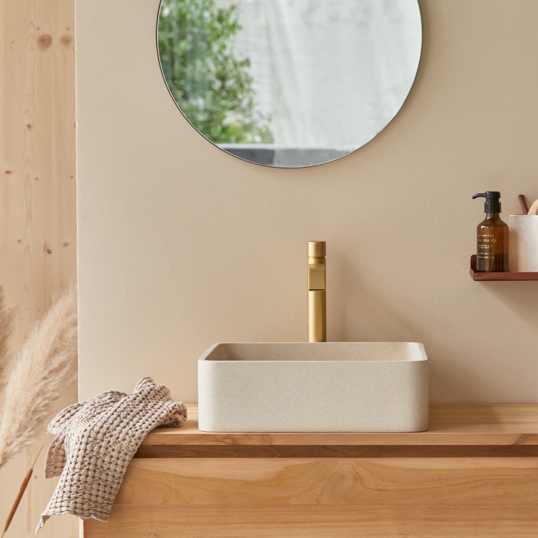 Thaïs - Square Cream Terrazzo Bathroom Sink