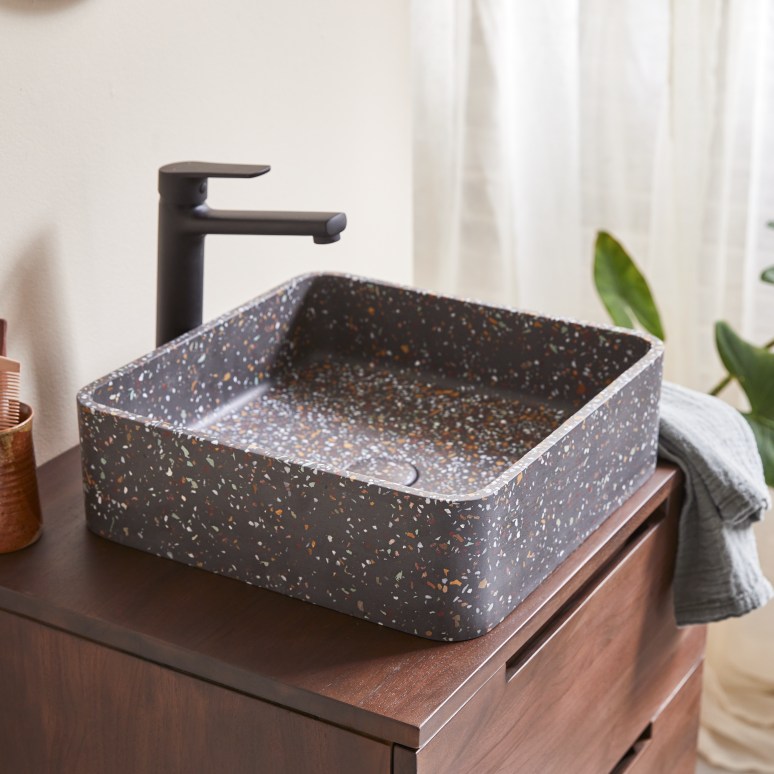 Thaïs - Lavabo quadrato in battuto di terrazzo confetti
