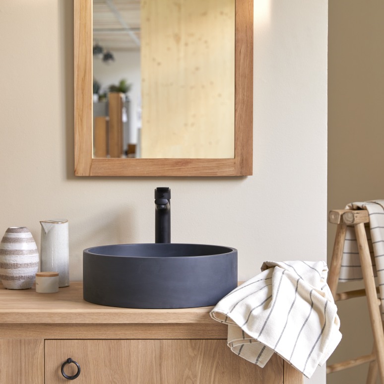 Gina - Round Black Terrazzo Bathroom Sink