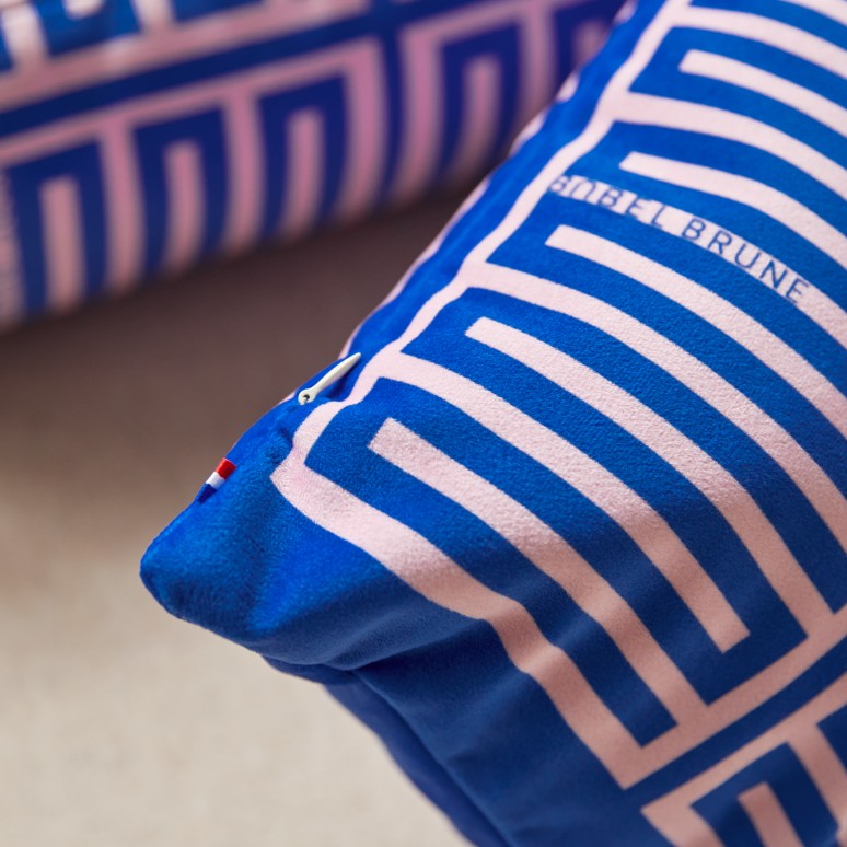 Elios - Cojín francés de 50 cm x 30 cm azul